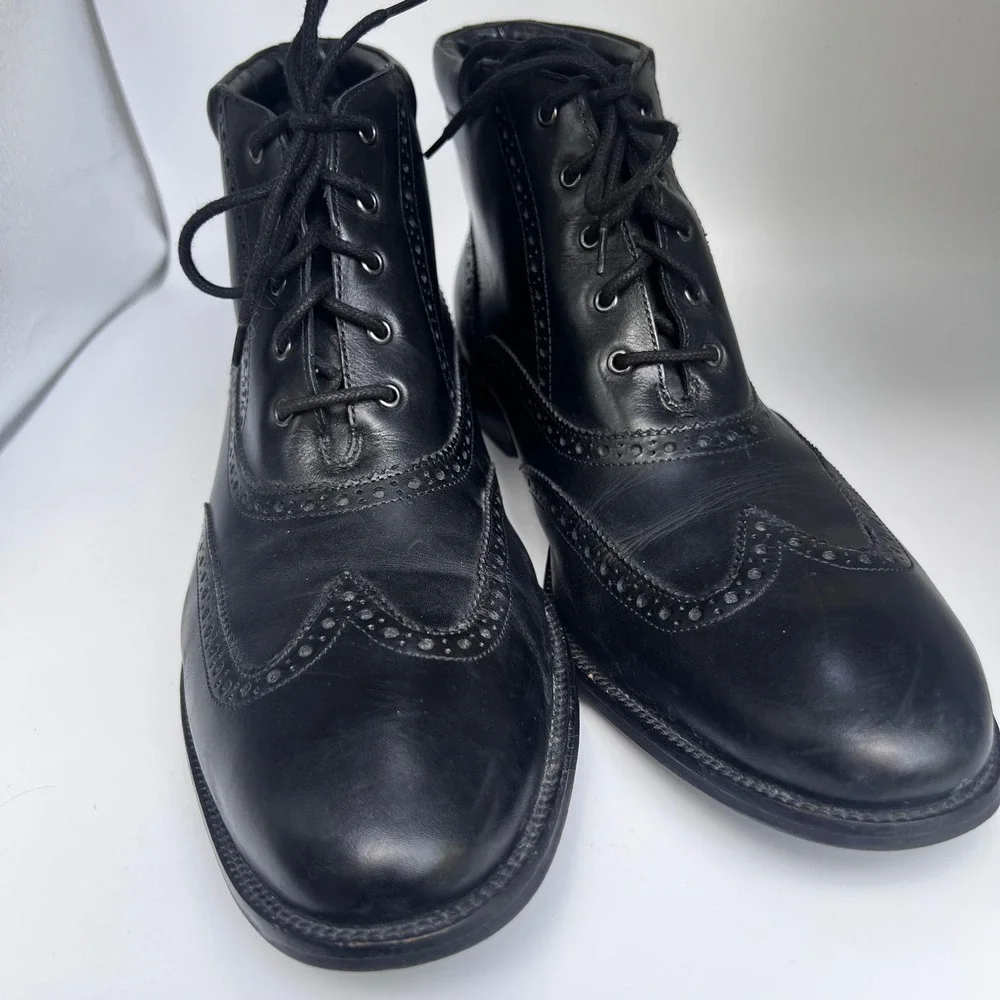 Cole Haan Wingtip Boots Mens 11.5 M Black Leather Dress Brogue Lace Up